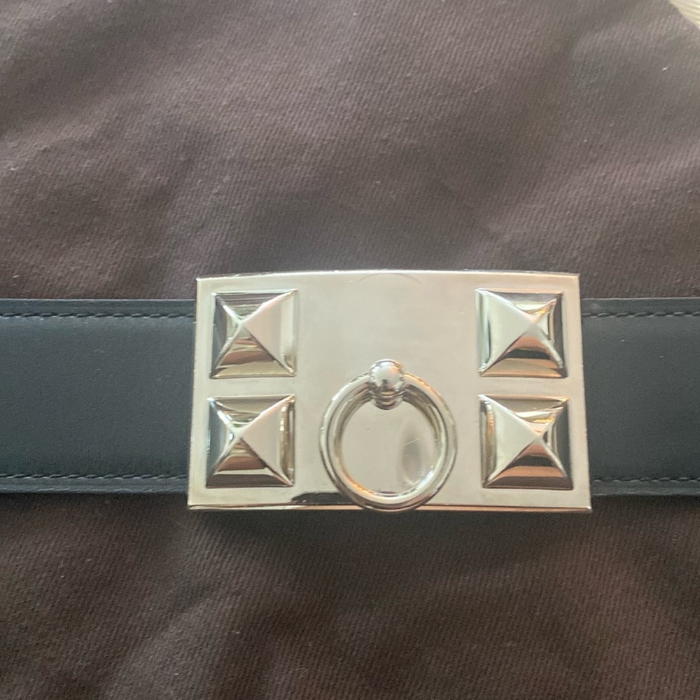 hermés black and brown leather reversible